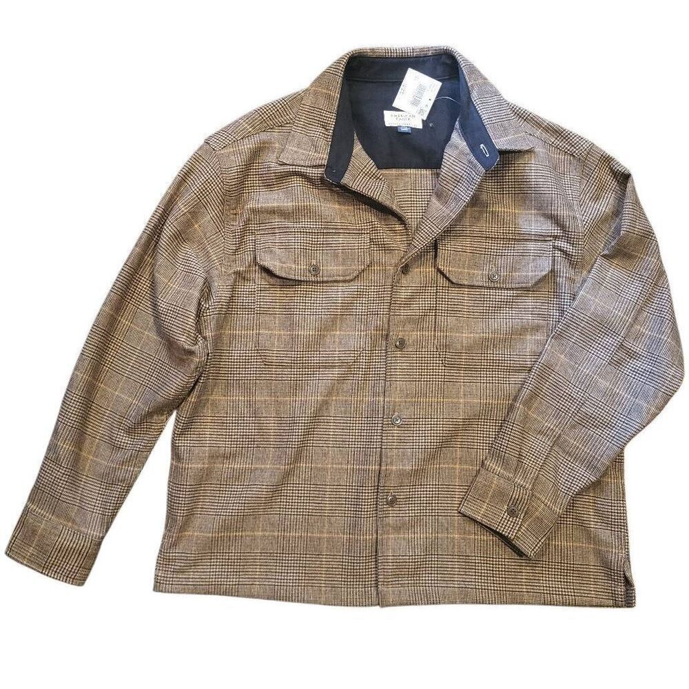 NWT American Eagle Shirt Jacket Men's Large Brown Check Herringbone Wool Grandpa